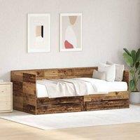 Berkfield Home Daybed with Drawer Old wood Engineered wood 75 x 190 cm Durable in Brown