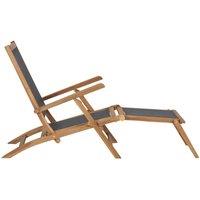 Berkfield Home Deck Chair with Footrest Solid Teak Wood Black
