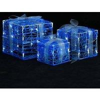 Berkfield Home Decorative Acrylic Christmas Gift Boxes 3 pcs Cold White in Blue