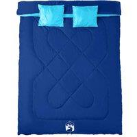 Berkfield Home Double Sleeping Bag with Pillows for Adults Camping 3-4 Seasons in Blue