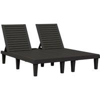 Berkfield Home Double Sun Lounger Black 155x138x83 cm Polypropylene | Size: 155 x 138 x 83 cm