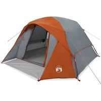 Berkfield Home Family Tent Cabin 6-Person Grey & Orange Waterproof