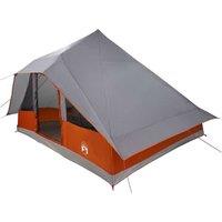 Berkfield Home Family Tent Tipi Grey & Orange 10-Person Waterproof