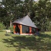 Berkfield Home Family Tent Tipi Grey & Orange 6-Person Waterproof