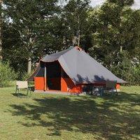 Berkfield Home Family Tent Tipi Grey & Orange 8-Person Waterproof