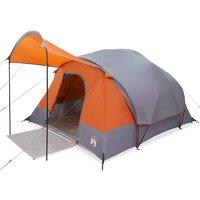 Berkfield Home Family Tent Tunnel 8-Person Grey & Orange Waterproof