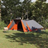 Berkfield Home Family Tent with Extended Porch Grey & Orange 12-Person Waterproof
