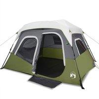 Berkfield Home Family Tent with LED 6-Person Light Green Quick Release