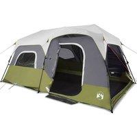 Berkfield Home Family Tent with LED 9-Person Light Green Quick Release