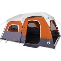 Berkfield Home Family Tent with LED 9-Person Light Grey & Orange Quick Release