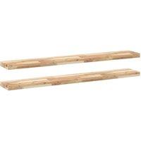 Berkfield Home Floating Shelves 2 pcs 160x20x4 cm Untreated Solid Wood Acacia in Brown | Size: 160 x 20 x 4 cm