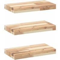 Berkfield Home Floating Shelves 3 pcs 40x20x4 cm Untreated Solid Wood Acacia in Brown | Size: 40 x 20 x 4 cm