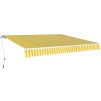 Berkfield Home Folding Awning Manual Operated 400 cm Yellow/White in Yellow