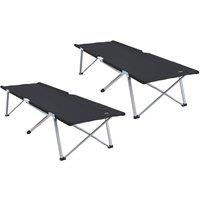 Berkfield Home Folding Camping Beds 2 pcs with Carry Bag Black 600D Oxford Fabric