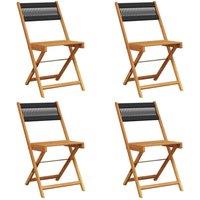 Berkfield Home Folding Garden Chairs 4 pcs Black Solid Wood Acacia in Natural