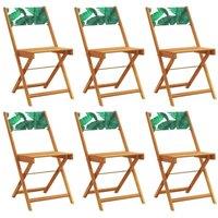 Berkfield Home Folding Garden Chairs 6 pcs Green Fabric & Solid Wood in Natural