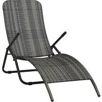 Berkfield Home Folding Sun Lounger Poly Rattan Grey