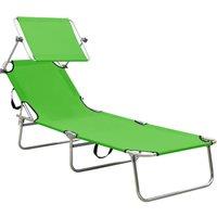 Berkfield Home Folding Sun Lounger with Canopy Green Aluminium
