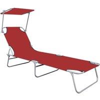 Berkfield Home Folding Sun Lounger with Canopy Red Aluminium