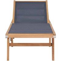 Berkfield Home Folding Sun Lounger with Wheels Solid Teak & Textilene in Brown