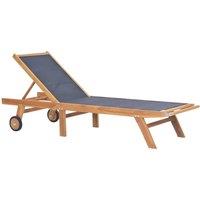 Berkfield Home Folding Sun Loungers with Wheels 2 pcs Solid Teak & Textilene in Brown