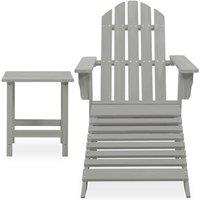 Berkfield Home Garden Adirondack Chair with Ottoman&Table Solid Fir Wood Grey