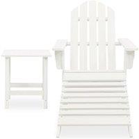 Berkfield Home Garden Adirondack Chair with Ottoman&Table Solid Fir Wood White
