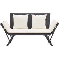 Berkfield Home Garden Bench with Cushions Black 176 cm Poly Rattan
