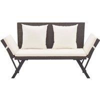 Berkfield Home Garden Bench with Cushions Brown 176 cm Poly Rattan