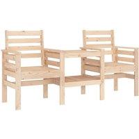 Berkfield Home Garden Bench with Table 2-Seater Solid Wood Pine in Natural