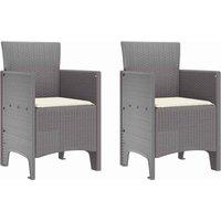 Berkfield Home Garden Chair Set of 2 Light Grey & Cream White Polypropylene