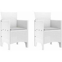 Berkfield Home Garden Chair Set of 2 White, Light Grey Plastic, Fabric Medium in White