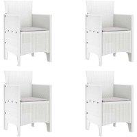 Berkfield Home Garden Chair Set of 4 White Rattan Standard Durable