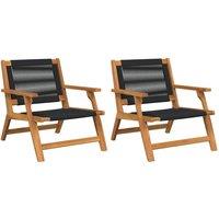Berkfield Home Garden Chairs 2 pcs Black 67x77x73 cm Solid Wood Acacia in Brown | Size: 67 x 77 x 73 cm