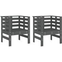 Berkfield Home Garden Chairs 2 pcs Grey 61.5x53x71 cm Solid Wood Pine