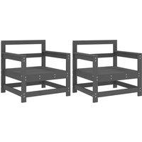 Berkfield Home Garden Chairs 2 pcs Grey Solid Wood Pine