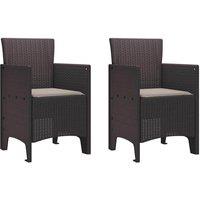 Berkfield Home Garden Chairs with Cushions Set of 2 Brown, Taupe in Brown