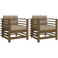 Berkfield Home Garden Chairs with Cushions 2 pcs Honey Brown Solid Wood Pine