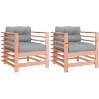 Berkfield Home Garden Chairs with Cushions 2 pcs Solid Wood Douglas in Light Brown