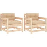 Berkfield Home Garden Chairs with Cushions 2 pcs Solid Wood Pine in Light Tan