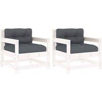 Berkfield Home Garden Chairs with Cushions 2 pcs White Solid Wood Pine