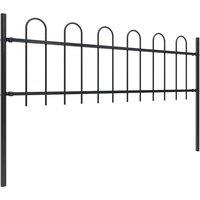Berkfield Home Garden Fence with Hoop Top Steel 11.9x0.6 m Black