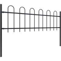 Berkfield Home Garden Fence with Hoop Top Steel 5.1x0.6 m Black