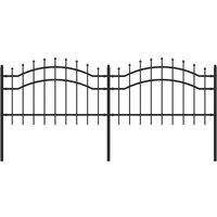 Berkfield Home Garden Fence with Spear Top Black 115 cm Powder-coated Steel