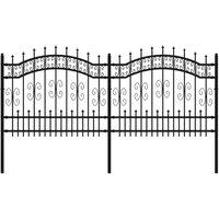 Berkfield Home Garden Fence with Spear Top Black 140 cm Powder-coated Steel
