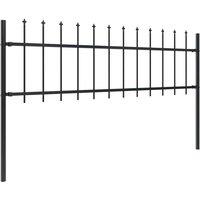 Berkfield Home Garden Fence with Spear Top Steel 1.7x0.6 m Black