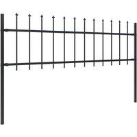 Berkfield Home Garden Fence with Spear Top Steel 11.9x0.6 m Black