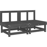 Berkfield Home Garden Middle Sofas 2 pcs Grey Solid Wood Pine