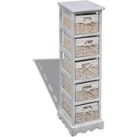 Berkfield Home Wooden Storage Rack 5 Weaving Baskets White