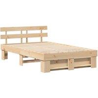 Berkfield Home with Headboard Brown 135 x 190 cm Solid pine wood in Light Tan